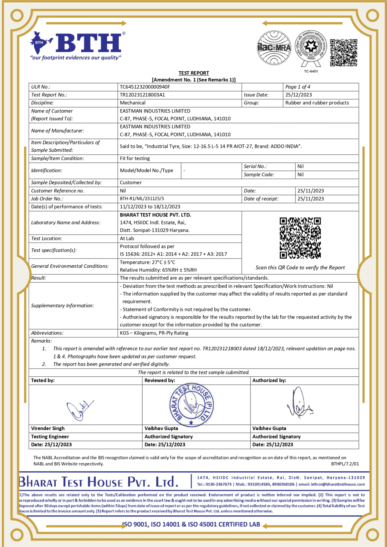 LAB TESTING ADDO INDIA
