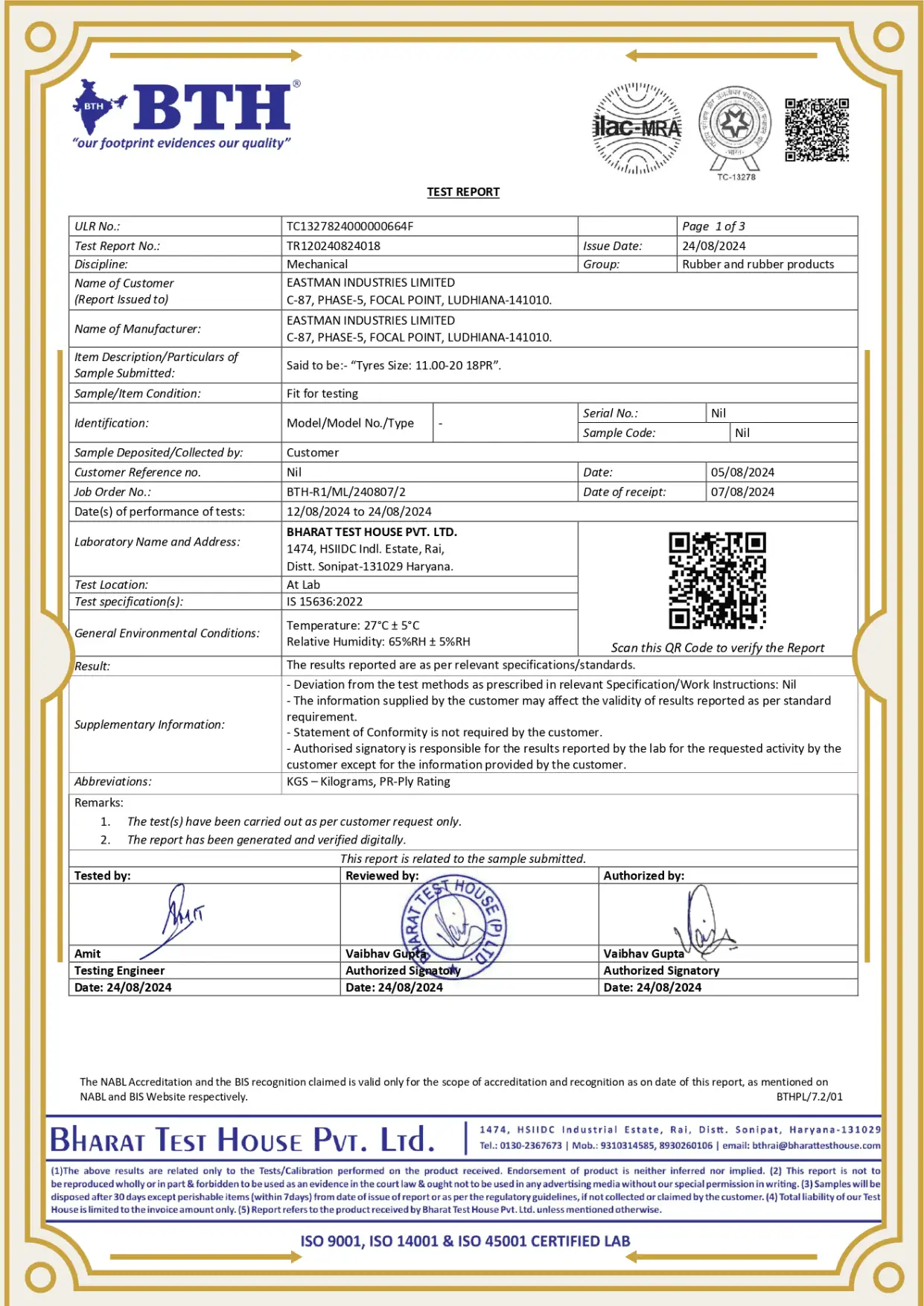 addo indiat tyres 11 20 18 PR testing report